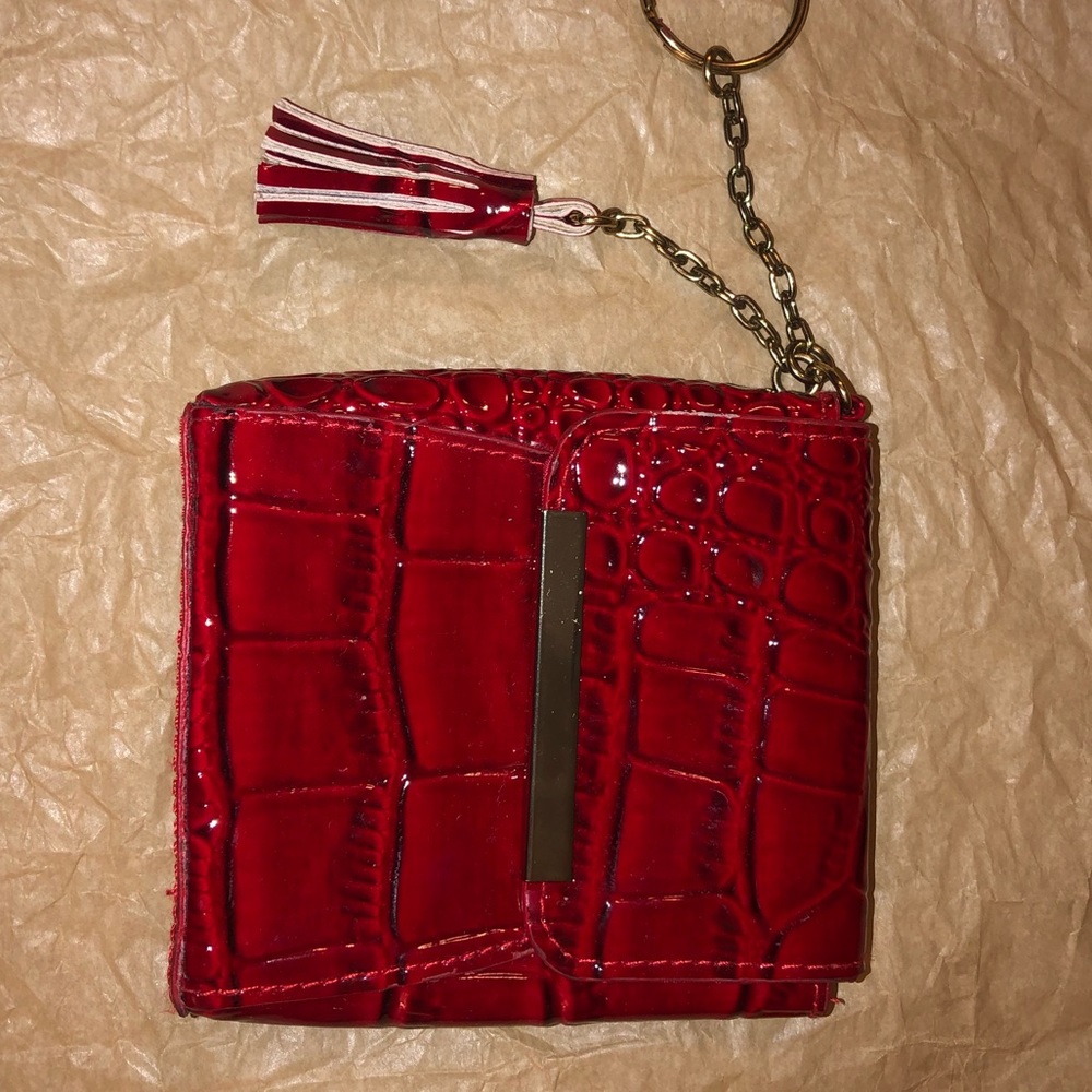 Red faux crocodile card/makeup keeper